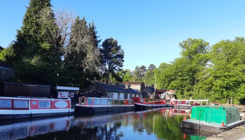 Image of canal and barge boats Image of canal and barge boats