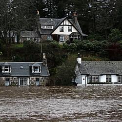 Flooded houses in Aboyne, Aberdeenshire. Photo Credit: Anke Addy