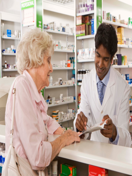 Image of pharmacist advising patient