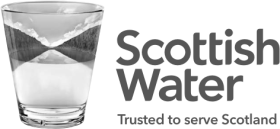Scottish Water logo Scottish Water logo glass of water with trees