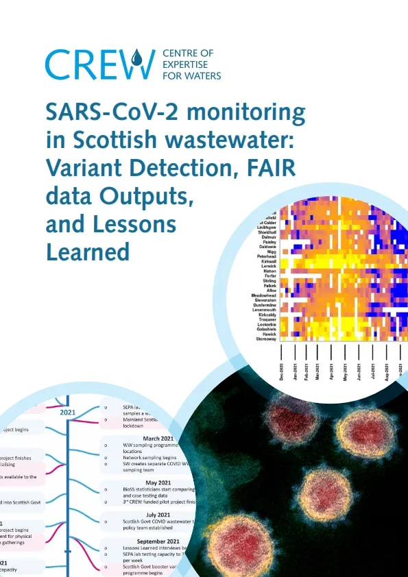 SARS-CoV-2 monitoring in Scottish wastewater. Cover photographs courtesy of: NIAID-RML (https://www.niaid.nih.gov/ & https://www.niaid.nih.gov/ about/rocky-mountain-laboratories), CC BY 2.0 <https://creativecommons.org/licenses/by/2.0>, via  Wikimedia Commons, Nick Gilbert, Isabel Fletcher, Catherine Lyall and Douglas Wood