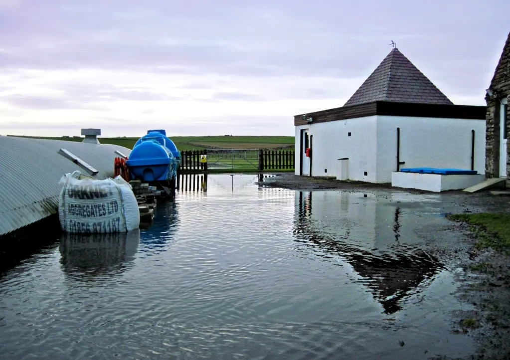 Local pumping station in the north of Stronsay, flooded; Photo credit: John Smith, Age 8, Orkney, Water works photography competition